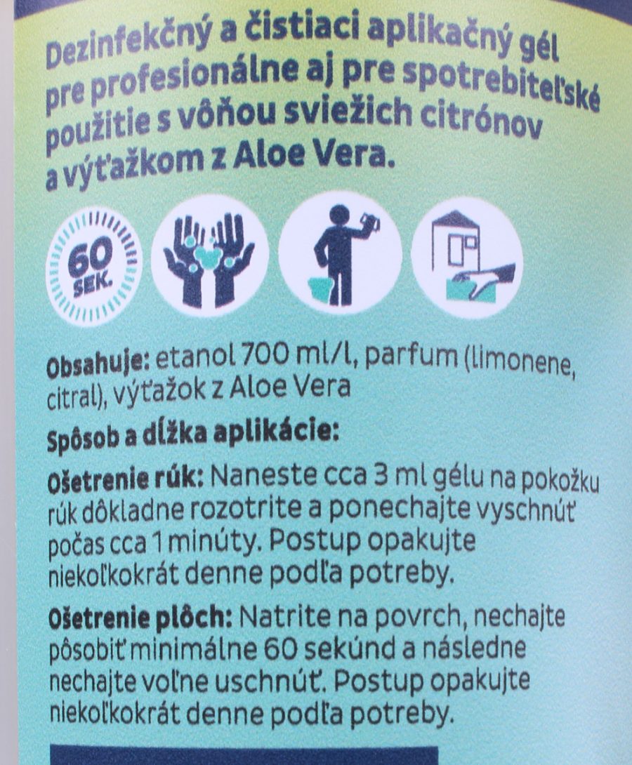 CleanFit dezinfekčný gél 70% citrus na ruky 1 l+ pumpička ZDARMA - Image 3
