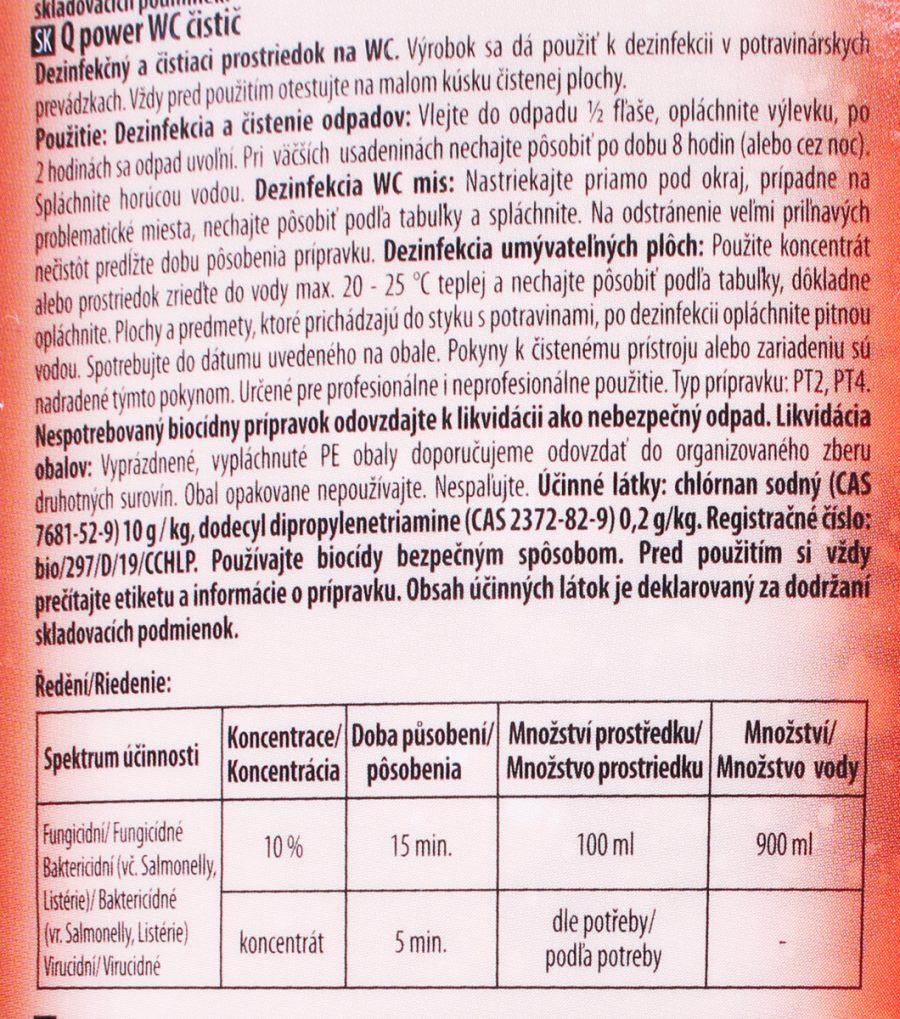 Q-Power WC gél 750 ml - MAXI antibakteriálny - Image 3