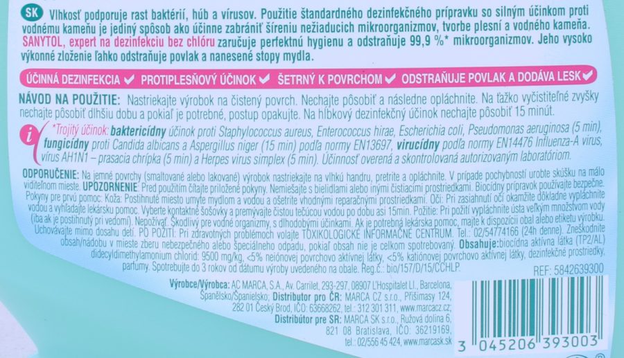 Sanytol KÚPEĽŇA na vodný kameň s rozprašovačom 500 ml - Image 3