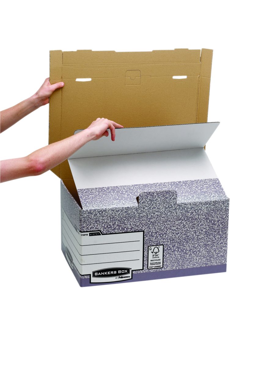 Archívna krabica so sklápacím vekom Fellowes BANKERS BOX sivá/biela 37,8x28x53,5 cm - Image 9
