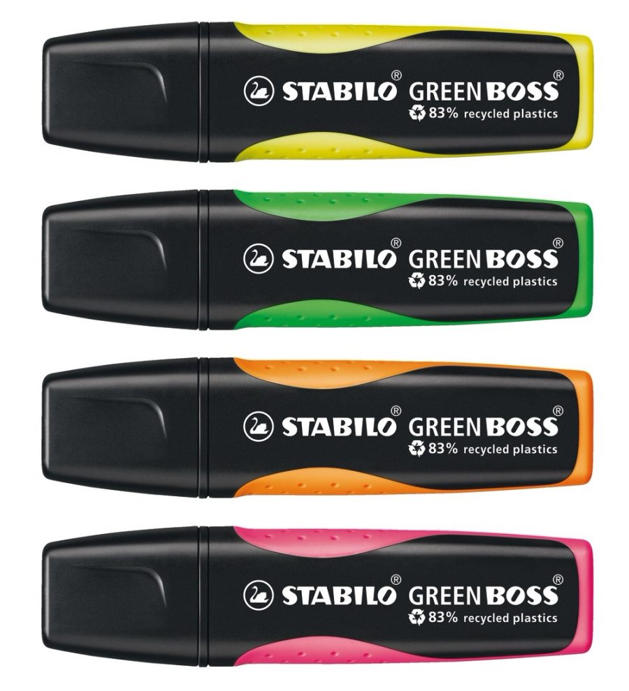 Sada zvýrazňovačov STABILO GREEN BOSS 4 ks zelená, ružová, oranžová, žltá - Image 2