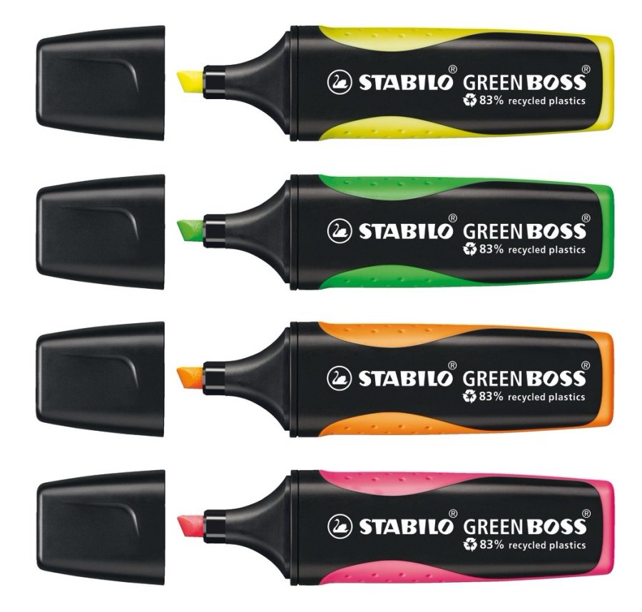 Sada zvýrazňovačov STABILO GREEN BOSS 4 ks zelená, ružová, oranžová, žltá - Image 3