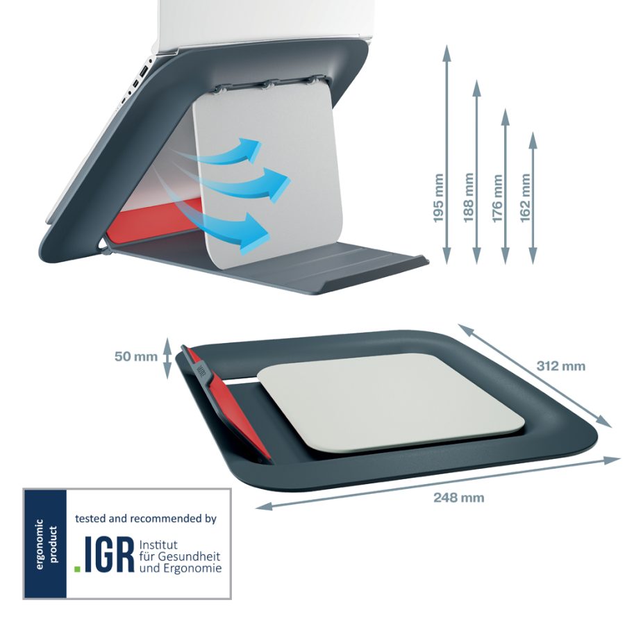 Stojan pod notebook Leitz Cosy Ergo zamatový sivý - Image 5