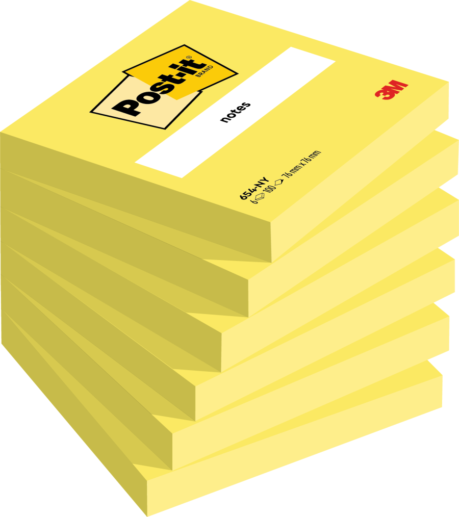 Samolepiaci bloček Post-it 76x76 žltý 6x 100 lístkov - Image 2