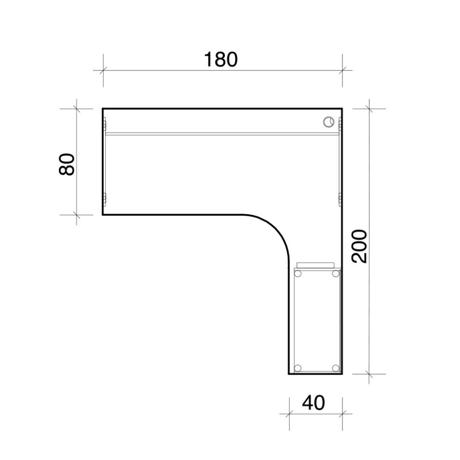 Pracovný stôl Cross, ergo, ľavý, 180x75,5x200 cm, čerešňa/kov - Image 2