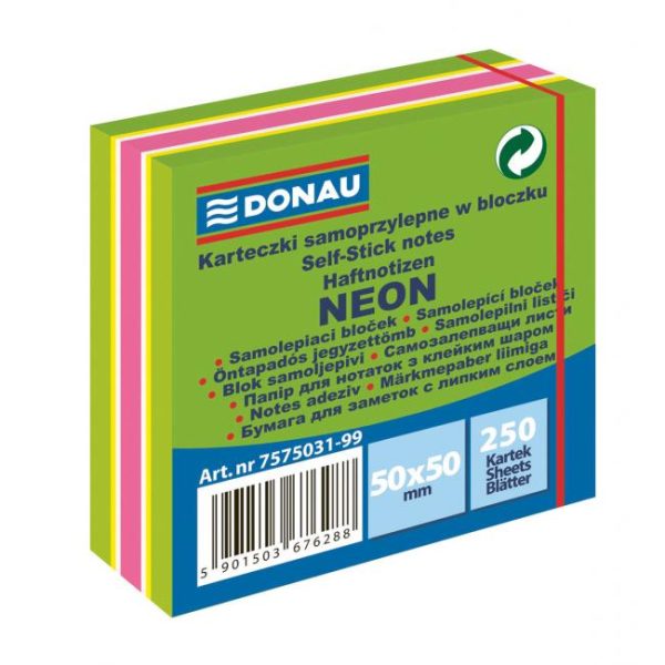 Samolepiaci bloček Donau neónový 50x50mm 250l zelený