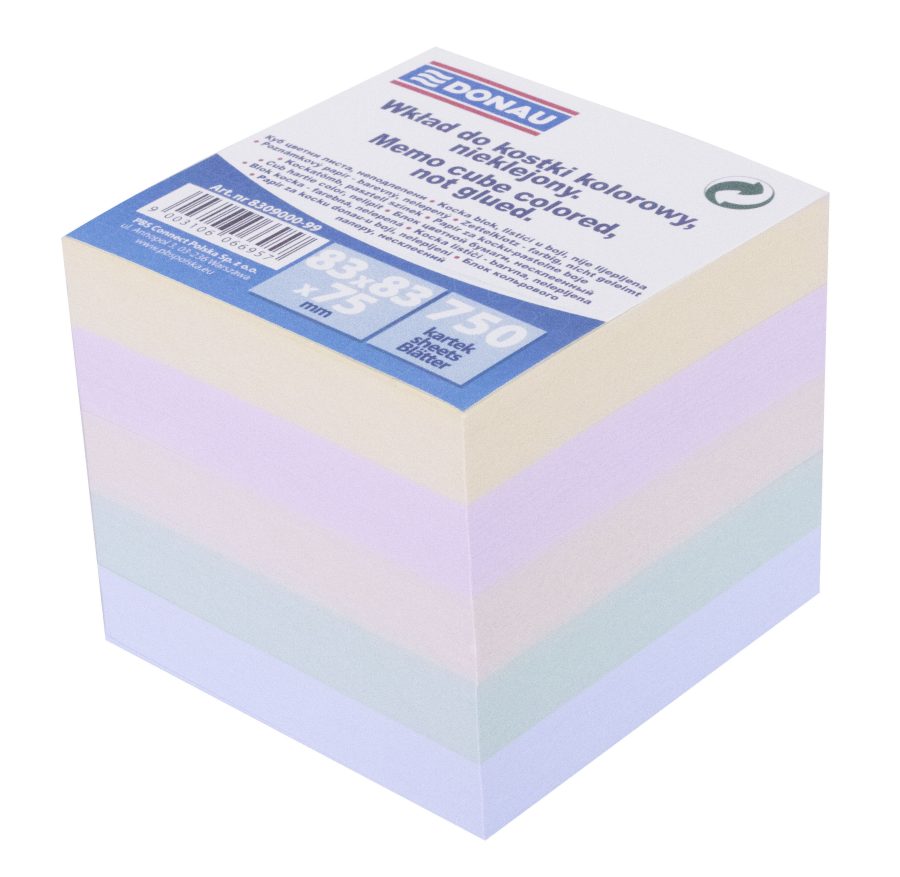 Poznámkový bloček kocka nelepená, 83x83x75 mm, pastelové farby - Image 2