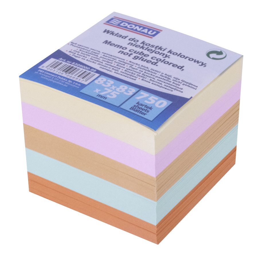 Poznámkový bloček kocka nelepená, 83x83x75 mm, pastelové farby - Image 3