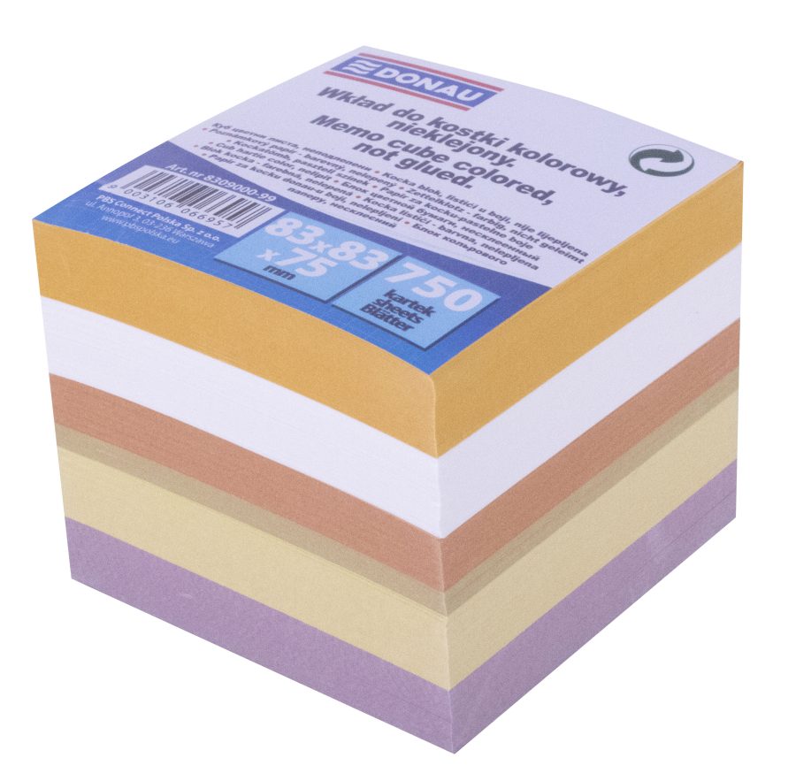 Poznámkový bloček kocka nelepená, 83x83x75 mm, pastelové farby - Image 4