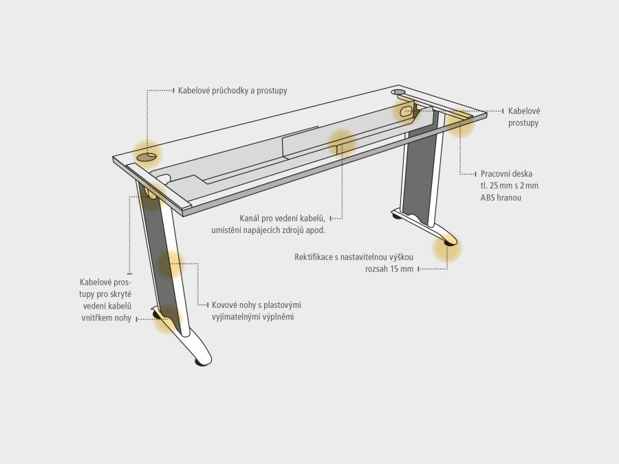 Pracovný stôl Flex, ergo, ľavý, 160x75,5x120 (60x60) cm, čerešňa/kov - Image 3