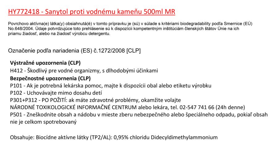 Sanytol KÚPEĽŇA na vodný kameň s rozprašovačom 500 ml - Image 2