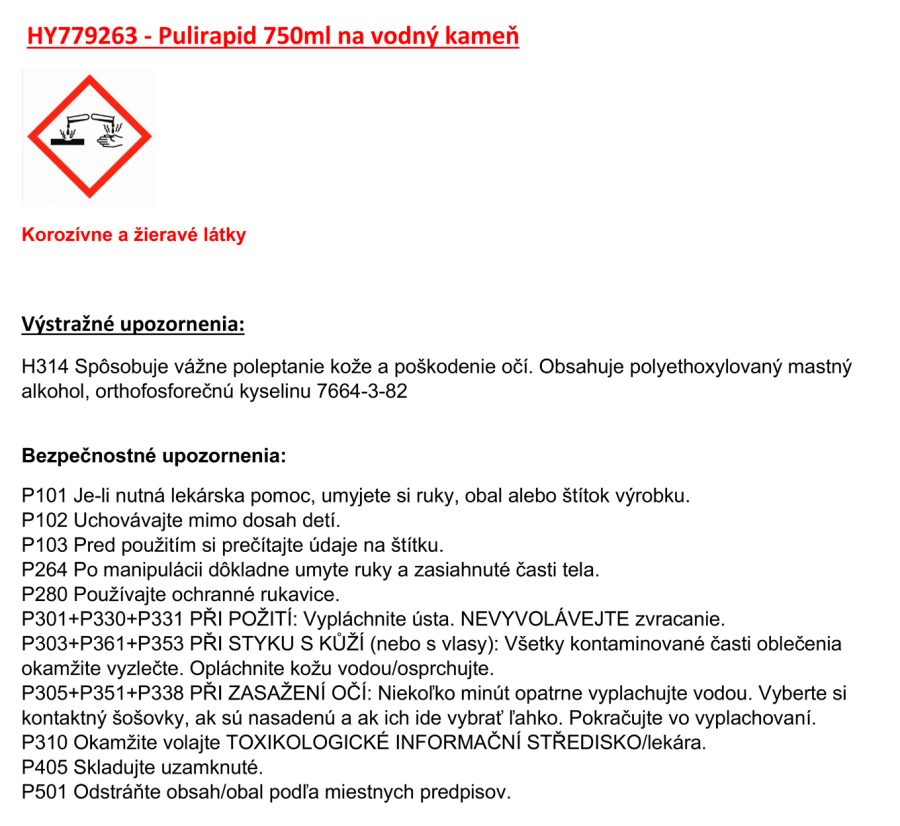 Pulirapid na hrdzu a vodný kameň 750 ml - Image 2