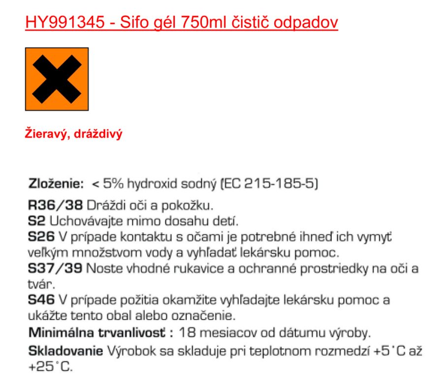 Sifo gél čistič odpadov 750 ml - Image 2