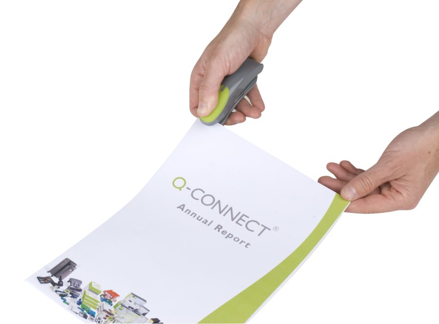 Zošívačka Q-CONNECT s kovovým mechanizmom sivá/zelená 10 listov - Image 3