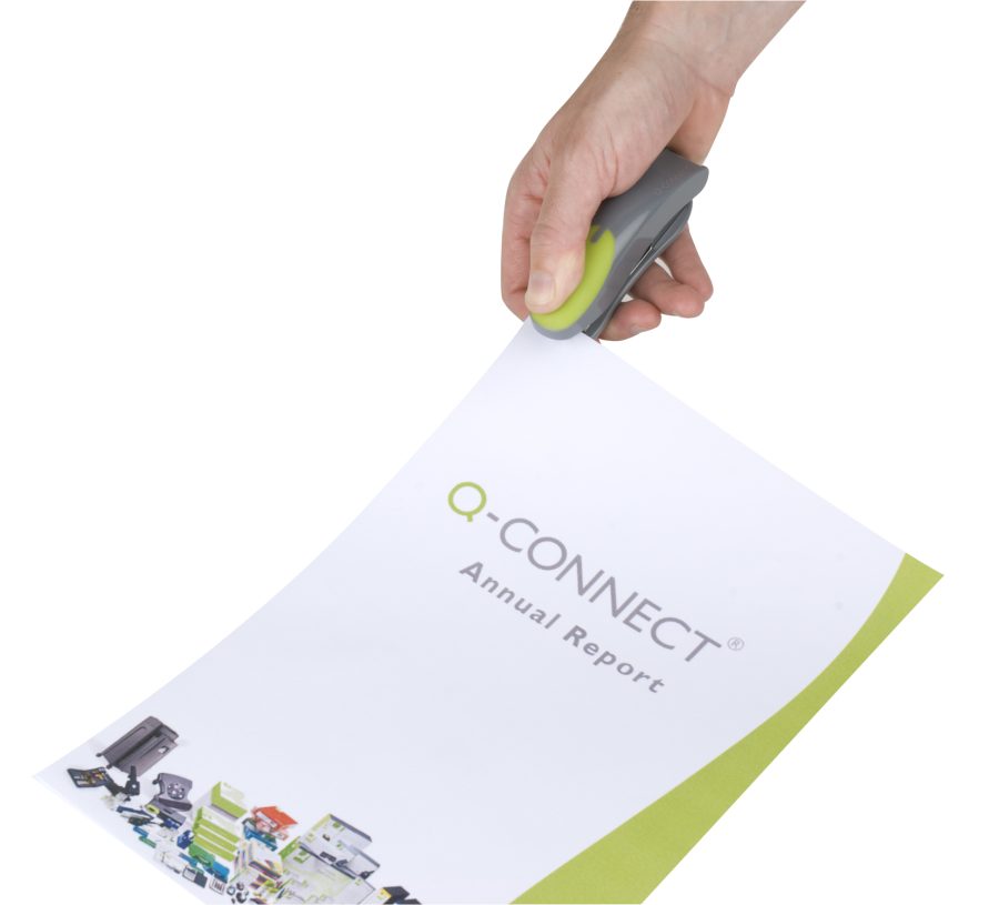 Zošívačka Q-CONNECT s kovovým mechanizmom sivá/zelená 10 listov - Image 2