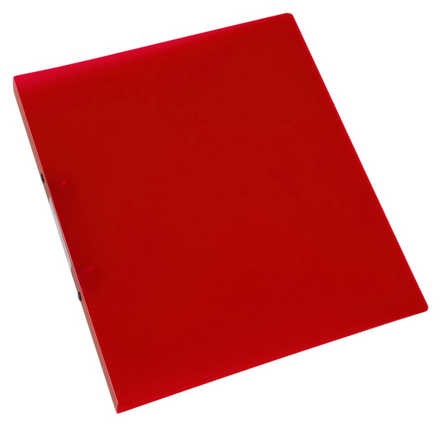 Zakladač 2-krúžkový Q-CONNECT celoplastový 1,6cm transparentný červený - Image 3