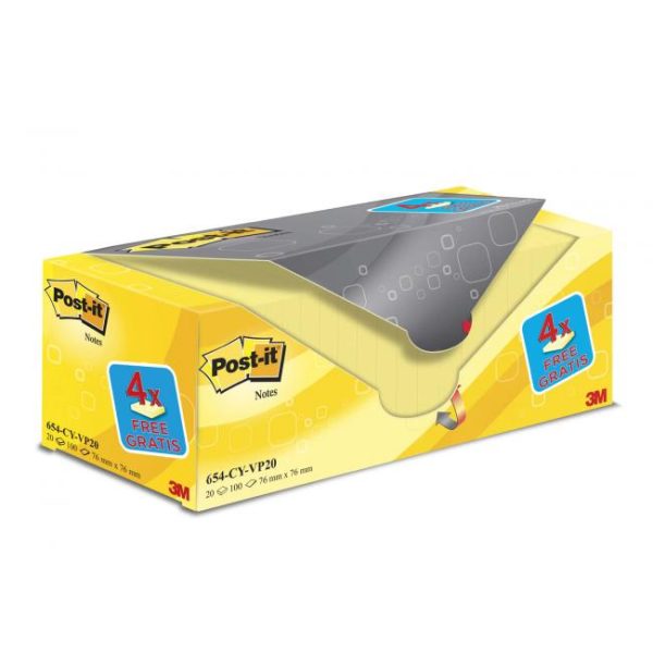 Samolepiaci bloček Post-it 76x76 žlté 20x100l