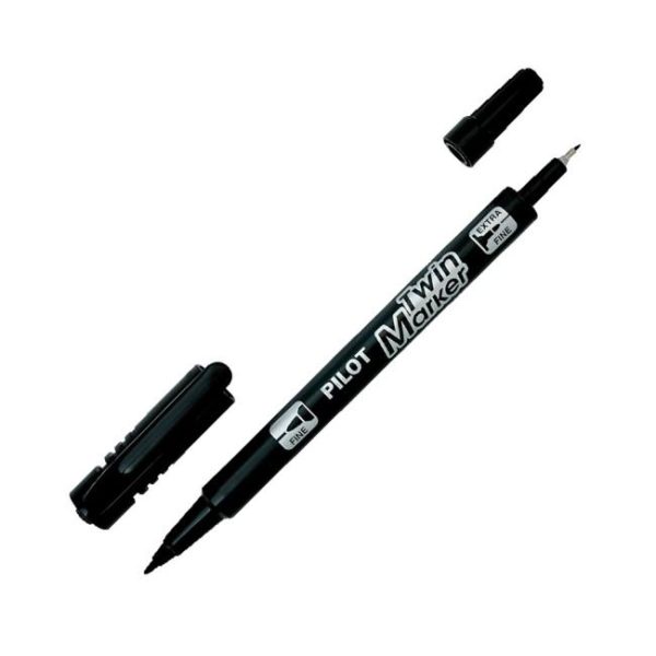 Popisovač obojstranný PILOT Twin Marker BeGreen 0,5 + 0,3 mm čierny