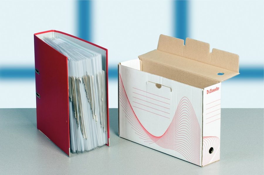 Archívny box Esselte 100mm biely/červený - Image 3