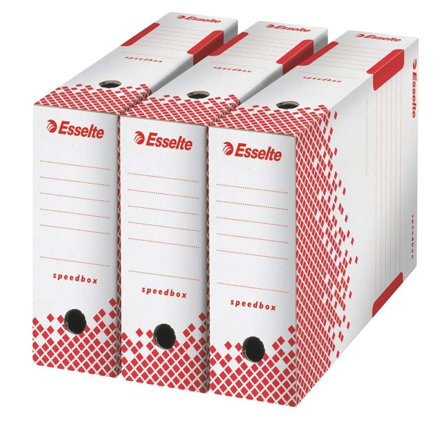 Archívny box Esselte Speedbox 100mm biely/červený - Image 4