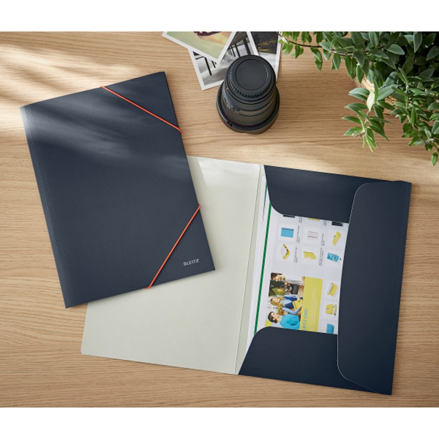 Kartónový obal s gumičkou Leitz Cosy hebký zamatový sivý - Image 4