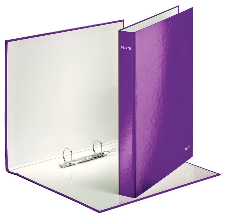 Zakladač 2-krúžkový Leitz WOW laminovaný povrch 4cm purpurový - Image 2