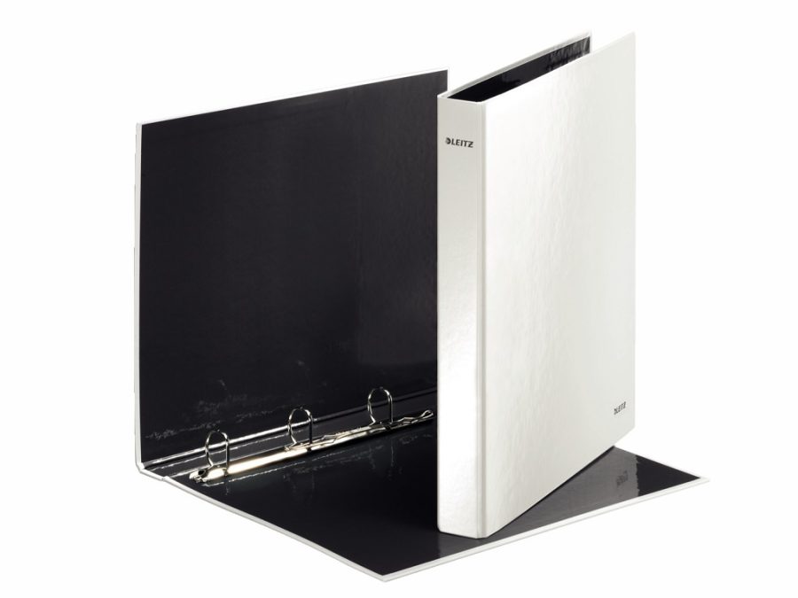 Zakladač 4-krúžkový Leitz WOW laminovaný 4cm perleťovo biely - Image 2