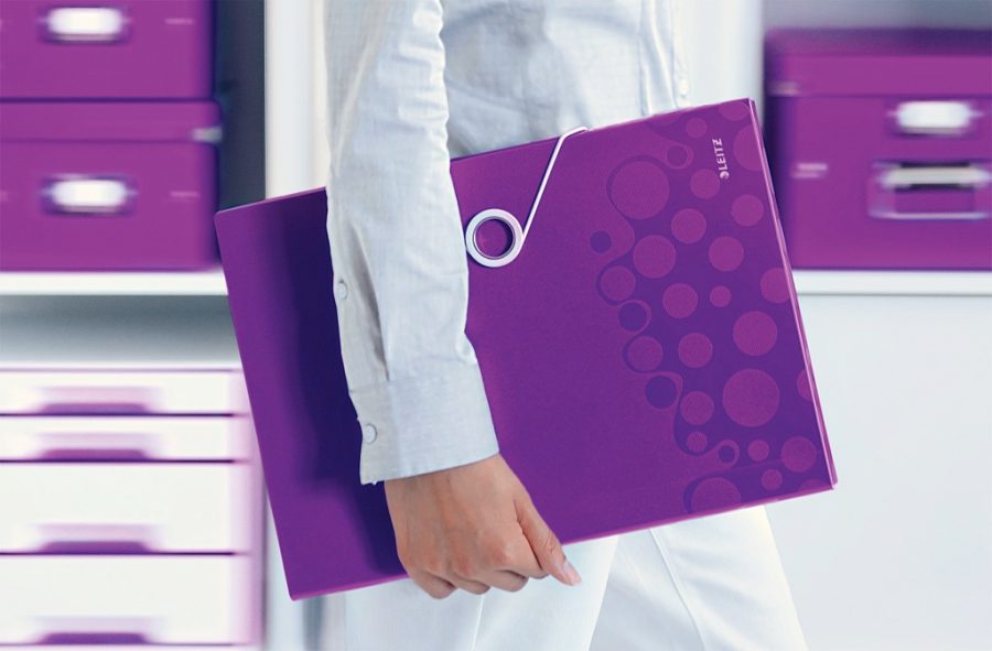 Aktovka plastová s priehradkami Leitz WOW purpurová - Image 3
