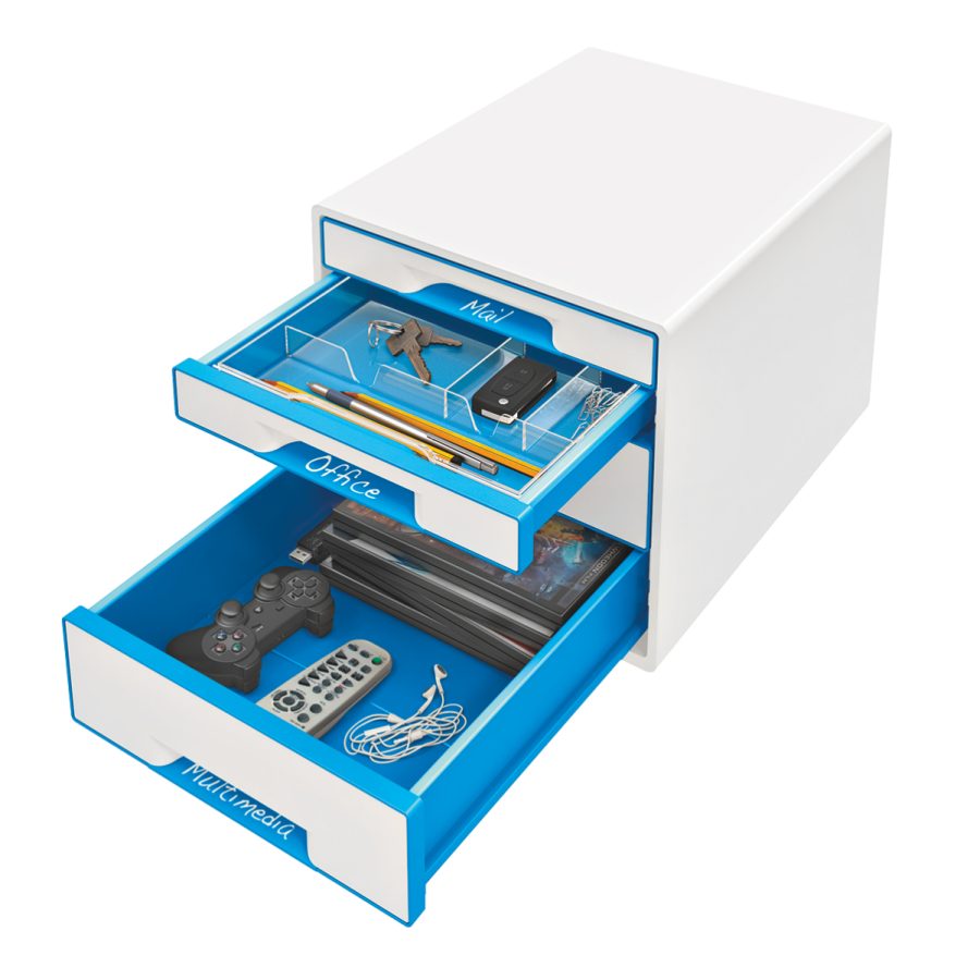 Zásuvkový box Leitz WOW so 4 zásuvkami modrý - Image 2