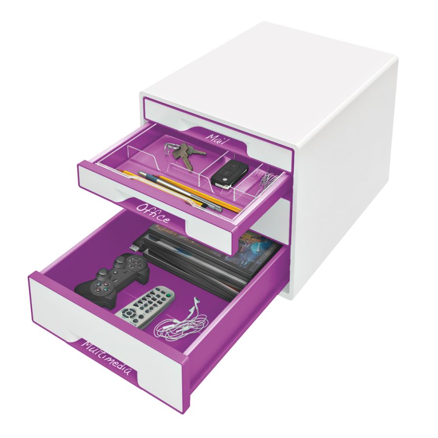 Zásuvkový box Leitz WOW so 4 zásuvkami purpurový - Image 2