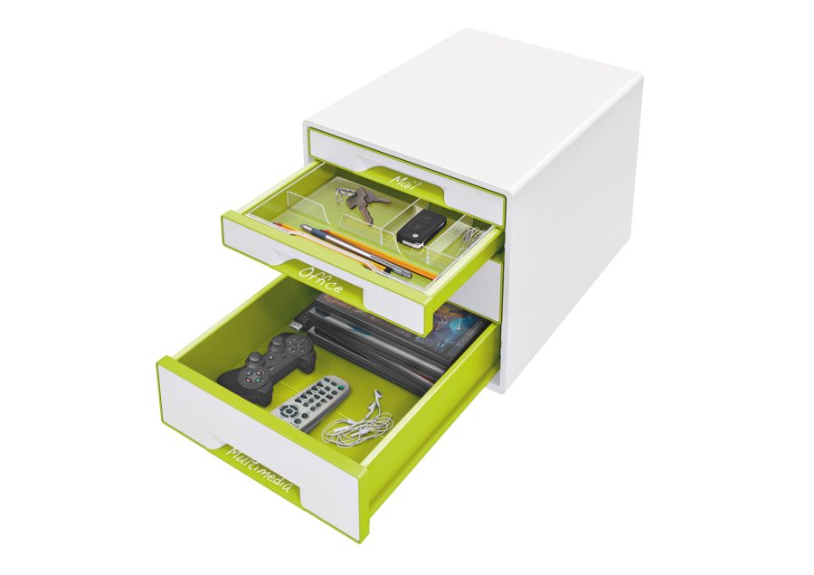 Zásuvkový box Leitz WOW so 4 zásuvkami metalický zelený - Image 2
