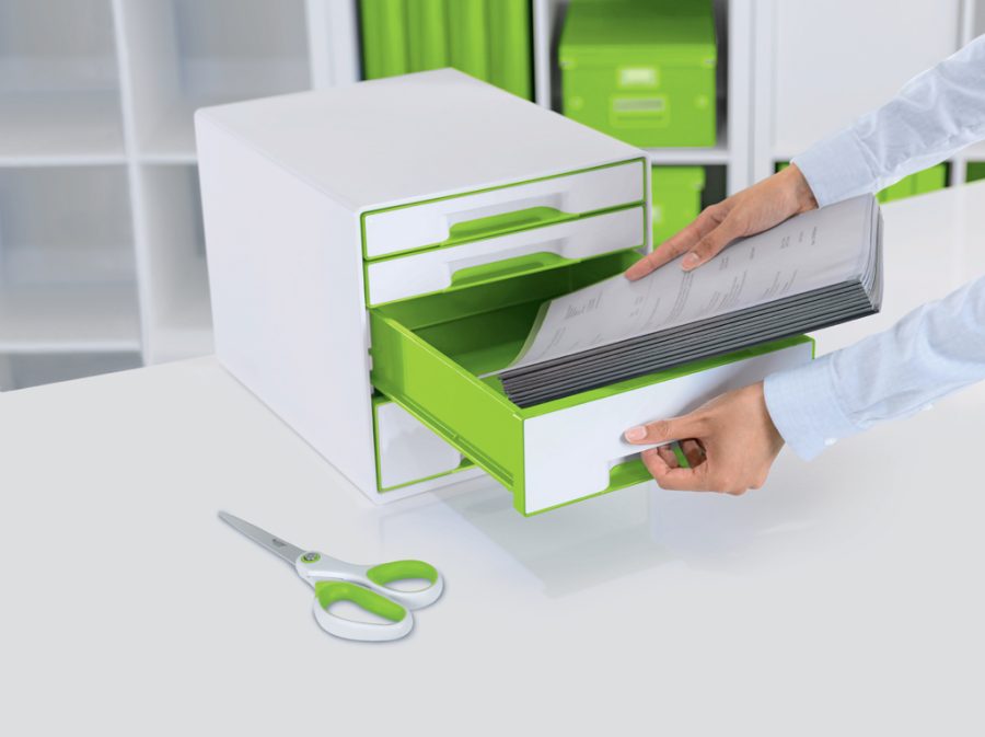 Zásuvkový box Leitz WOW so 4 zásuvkami metalický zelený - Image 5