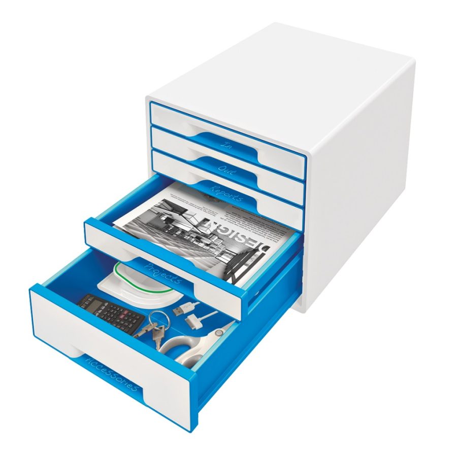 Zásuvkový box Leitz WOW s 5 zásuvkami ľadovo modrý - Image 2
