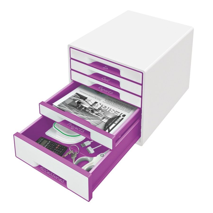 Zásuvkový box Leitz WOW s 5 zásuvkami purpurový - Image 2