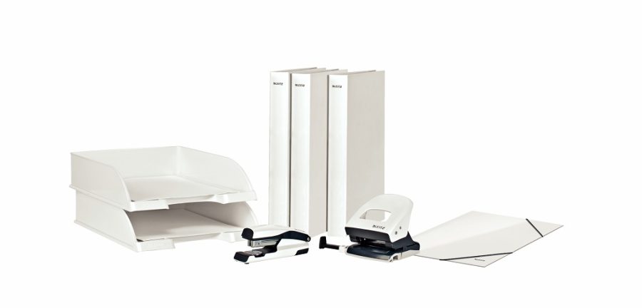 Zakladač 4-krúžkový Leitz WOW laminovaný 4cm perleťovo biely - Image 3