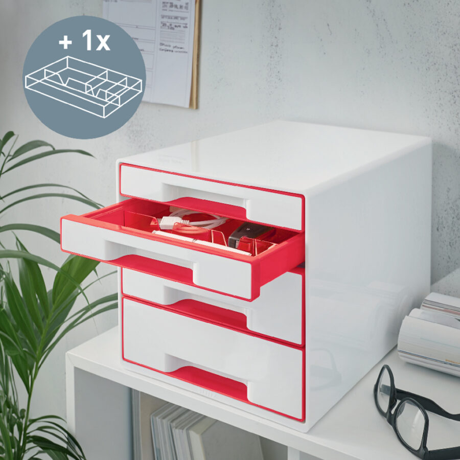 Zásuvkový box Leitz WOW so 4 zásuvkami červený - Image 7