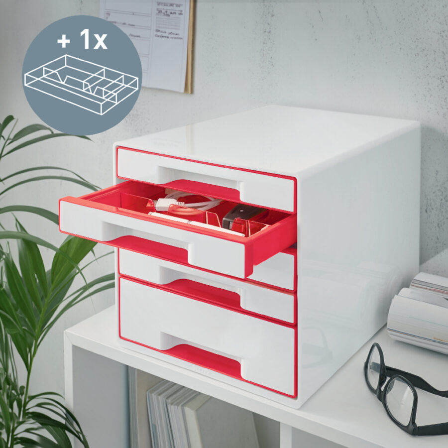 Zásuvkový box Leitz WOW s 5 zásuvkami červený - Image 7