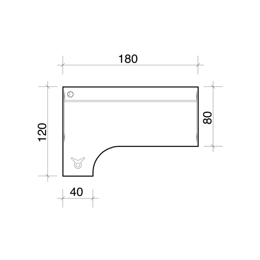 Pracovný stôl Flex, ergo, pravý, 180x75,5x120 (40x80) cm, buk/kov - Image 2