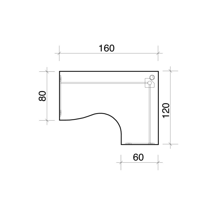 Pracovný stôl Flex, ergo, ľavý, 160x75,5x120 (80x60) cm, buk/kov - Image 2