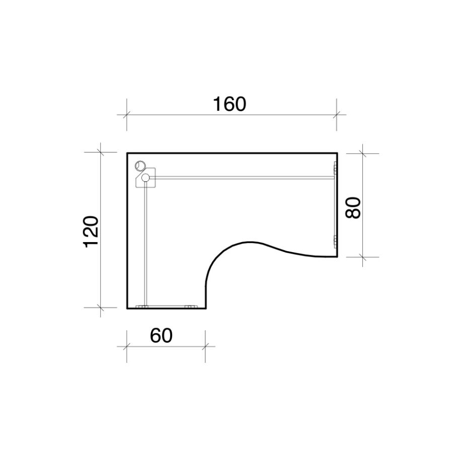 Pracovný stôl Flex, ergo, pravý, 160x75,5x120 (60x80) cm, buk/kov - Image 2