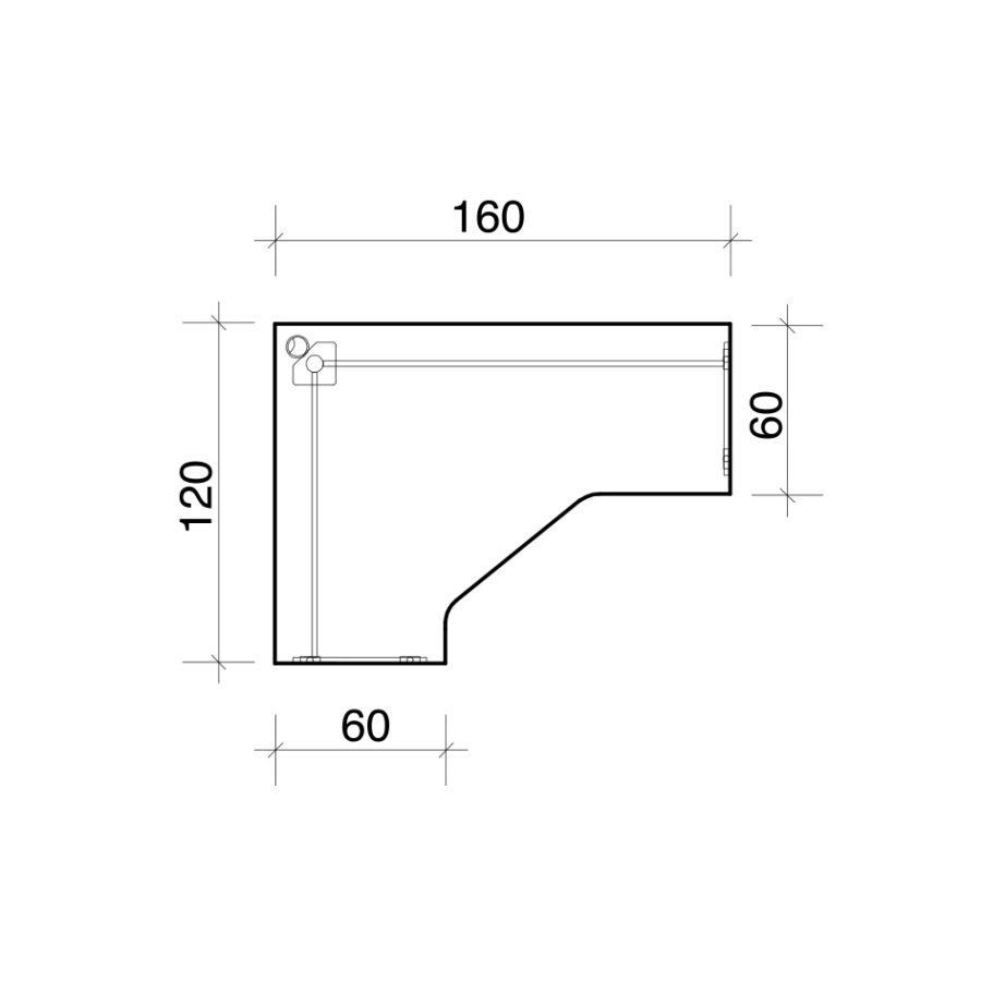 Pracovný stôl Flex, ergo, pravý, 160x75,5x120 (60x60) cm, buk/kov - Image 2