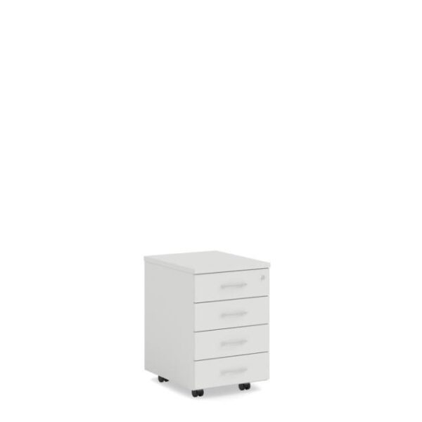 Mobilný kontajner BASIC, 4-zásuvkový so zámkom, 41x67x50cm, biela