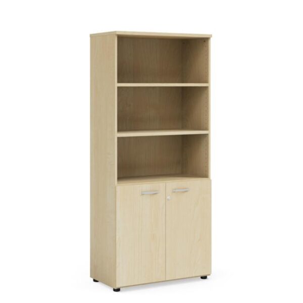 Policová skriňa BASIC, kombinovaná, so zámkom, 80x40x182,1cm, breza
