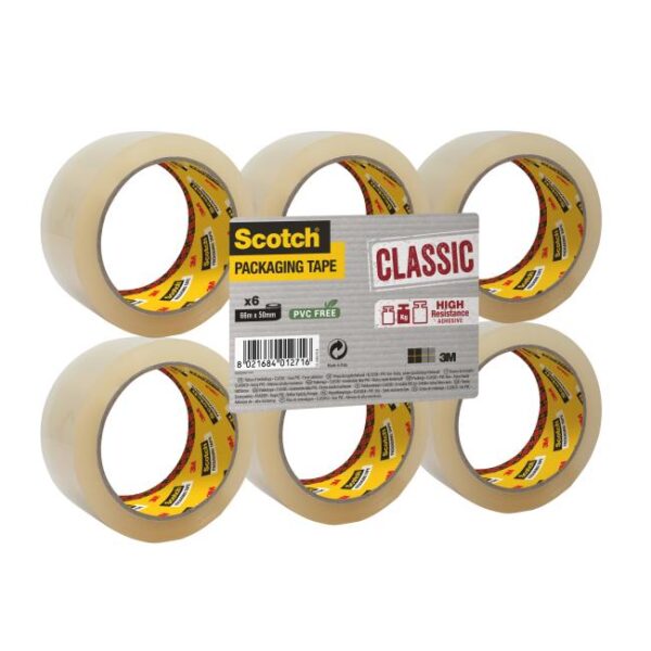 Baliaca lepiaca páska Scotch , neobsahuje PVC, transparentná, 48mm x 50m, 6 roliek
