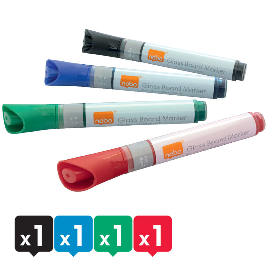 Popisovače Nobo na sklenené tabule s okrúhlym hrotom, balenie 4 ks, mix farieb - Image 12