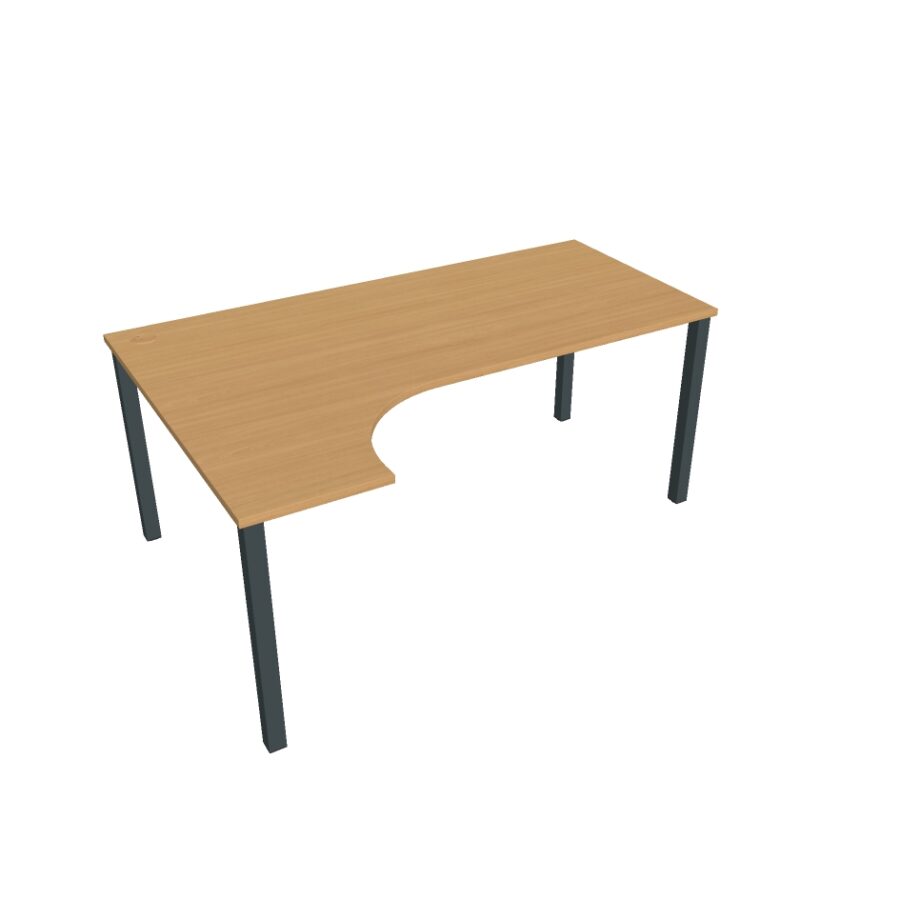 Pracovný stôl Uni, ergo, pravý, 180x75,5x120 cm, buk/čierna - Image 2