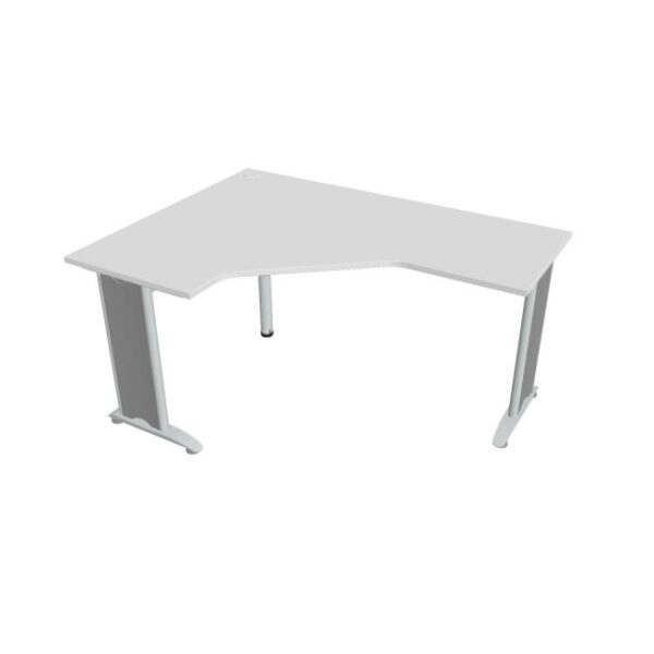 Pracovný stôl Flex, ergo, pravý, 160x75,5x120 (60x60) cm, biela/kov