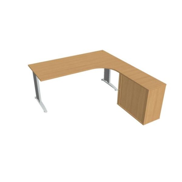 Pracovný stôl Flex, ergo, ľavý, 180x75,5x200,0 (80x40) cm, buk/kov