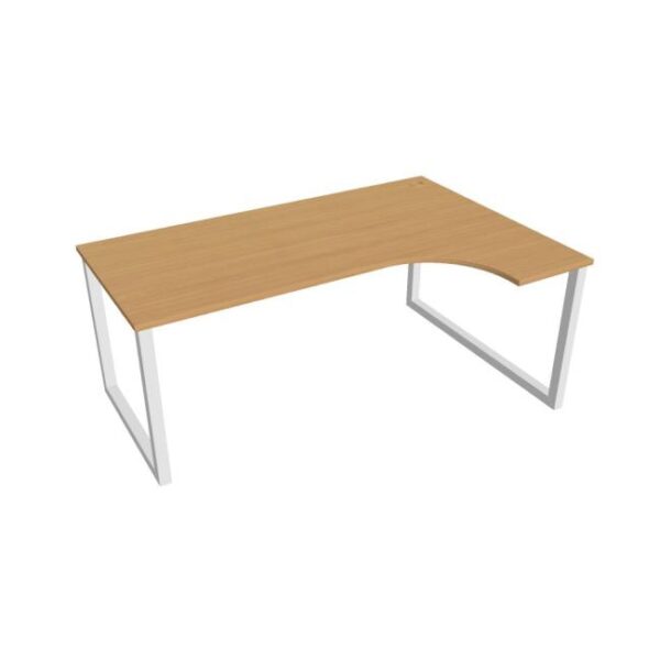 Pracovný stôl UNI O, ergo, ľavý, 180x75,5x120 cm, buk/biela