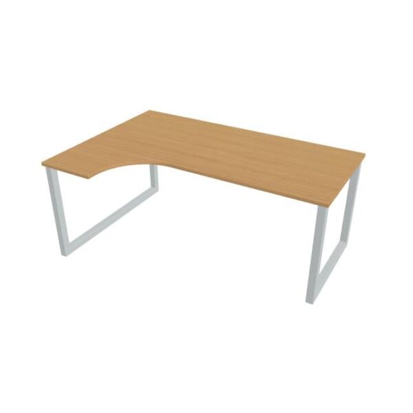 Pracovný stôl UNI O, ergo, pravý, 180x75,5x120 cm, buk/sivá